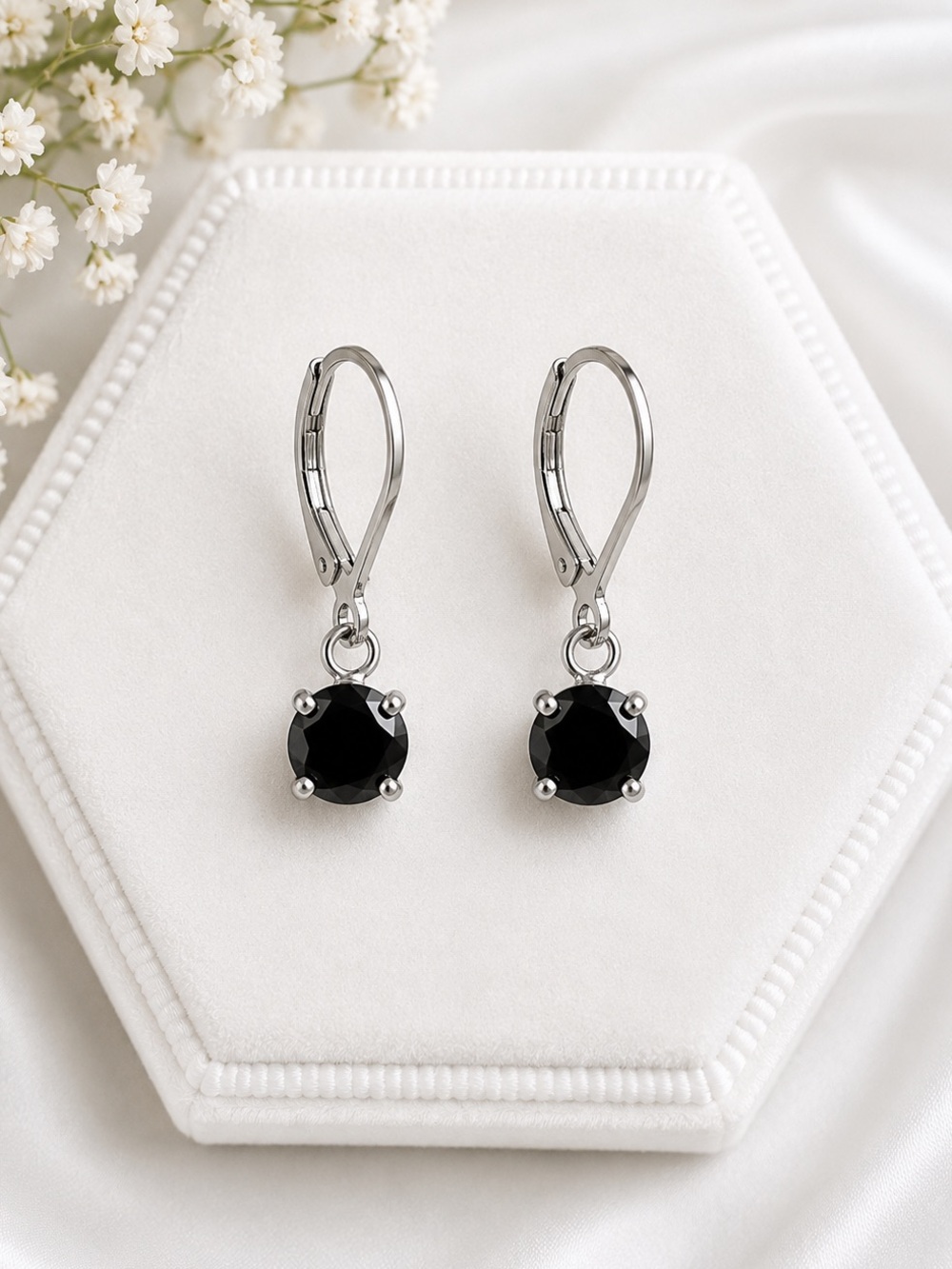 NEW Black Diamond Crystal Stainless Steel Hypoallergenic Drop Earrings